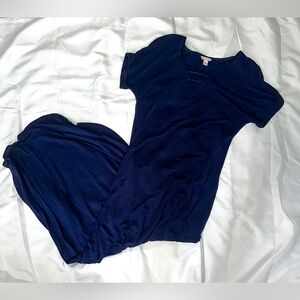 Cato Navy Blue Shortsleeve Buttery Soft Maxi Dress size small